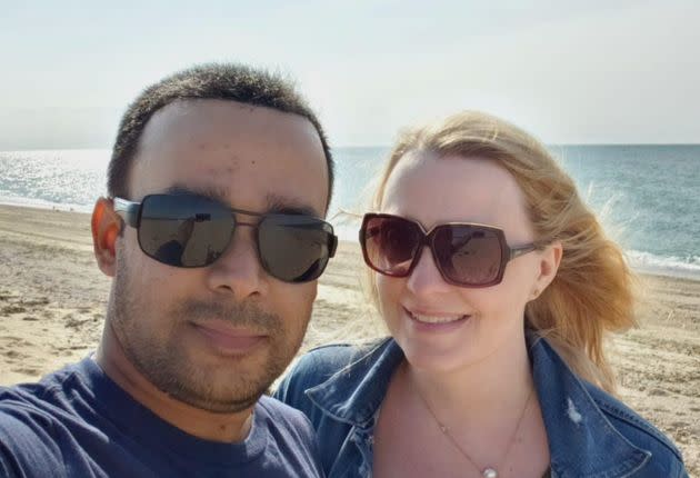 The author and her husband, Jawahar Shah, in Cape Cod, Massachusetts, on their first wedding anniversary in June 2019. 