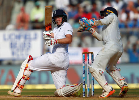 Cricket - India v England - Fourth Test cricket match - Wankhede Stadium, Mumbai, India - 11/12/16. England's Joe Root plays a shot. REUTERS/Danish Siddiqui