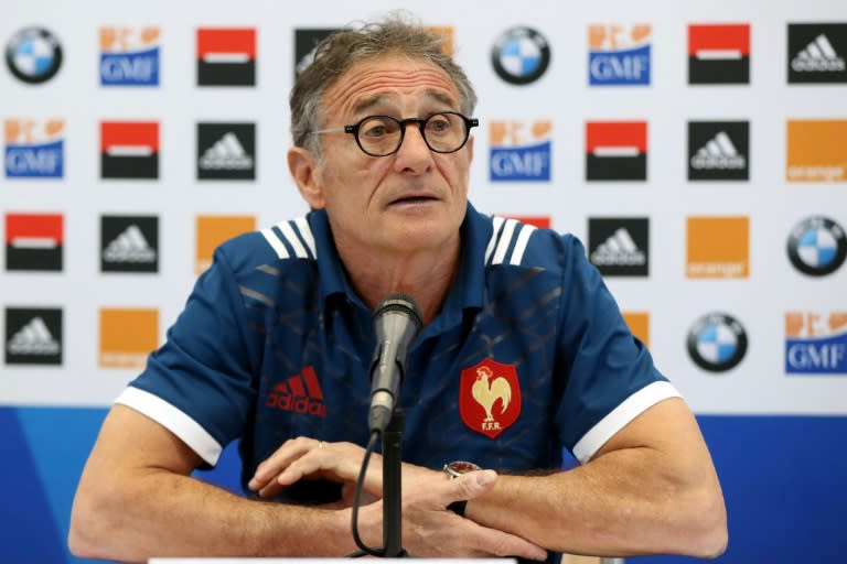 France coach Guy Noves announces his starting line-up for the upcoming Six Nations clash against Ireland, during a press conference in Nice, on February 23, 2017