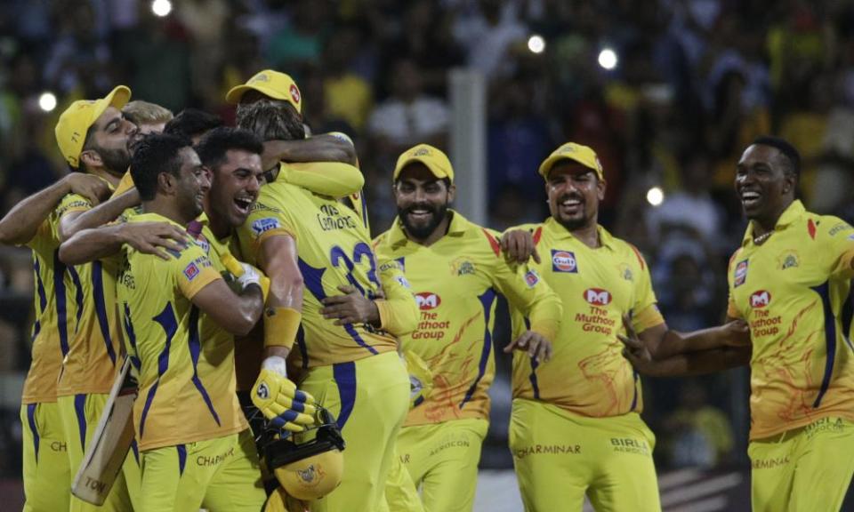 Chennai Super Kings, owned by India Cements, celebrate IPL final glory in 2018.