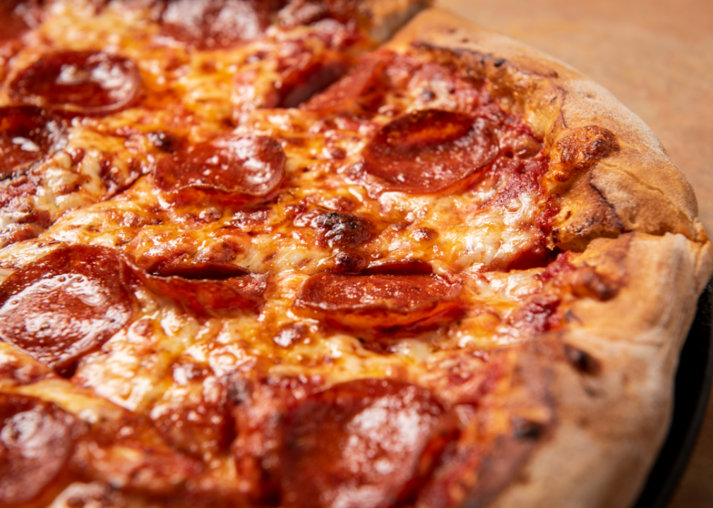 Pepperoni pizza closeup.