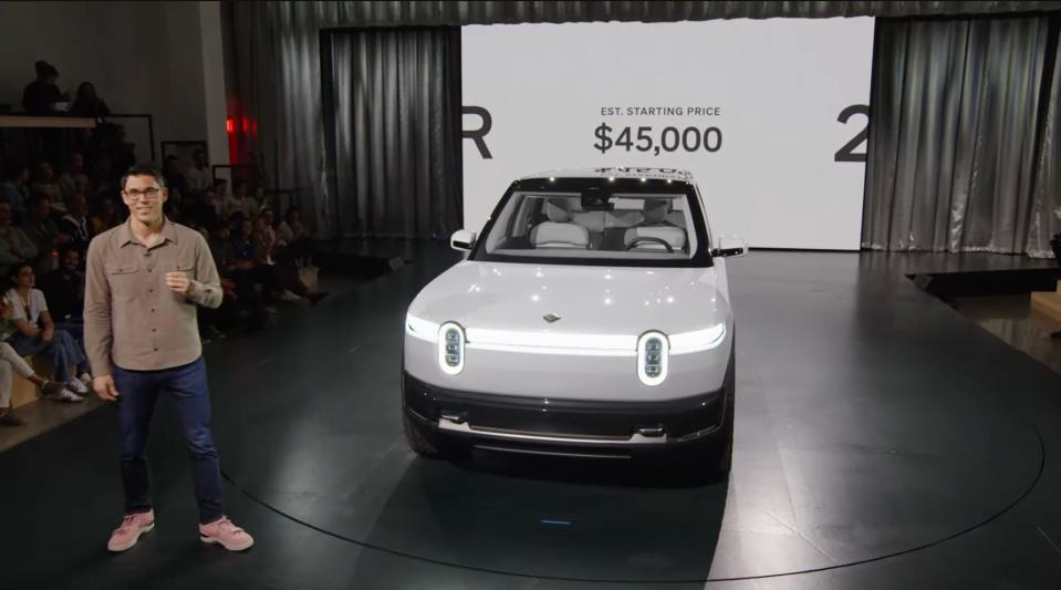 A screenshot from Rivian's R2 reveal livestream