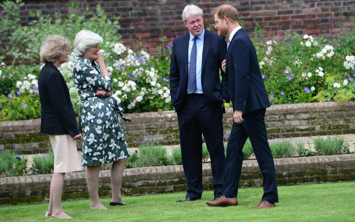 Lady Sarah McCorquodale, Lady Jane Fellowes and Earl Spencer with their nephew the Duke of Sussex