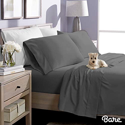 Bare Home Twin XL Sheet Set - College Dorm Size - Premium 1800 Ultra-Soft Microfiber Sheets Twin Extra Long - Double Brushed - Hypoallergenic - Wrinkle Resistant (Twin XL, Grey) (Amazon / Amazon)