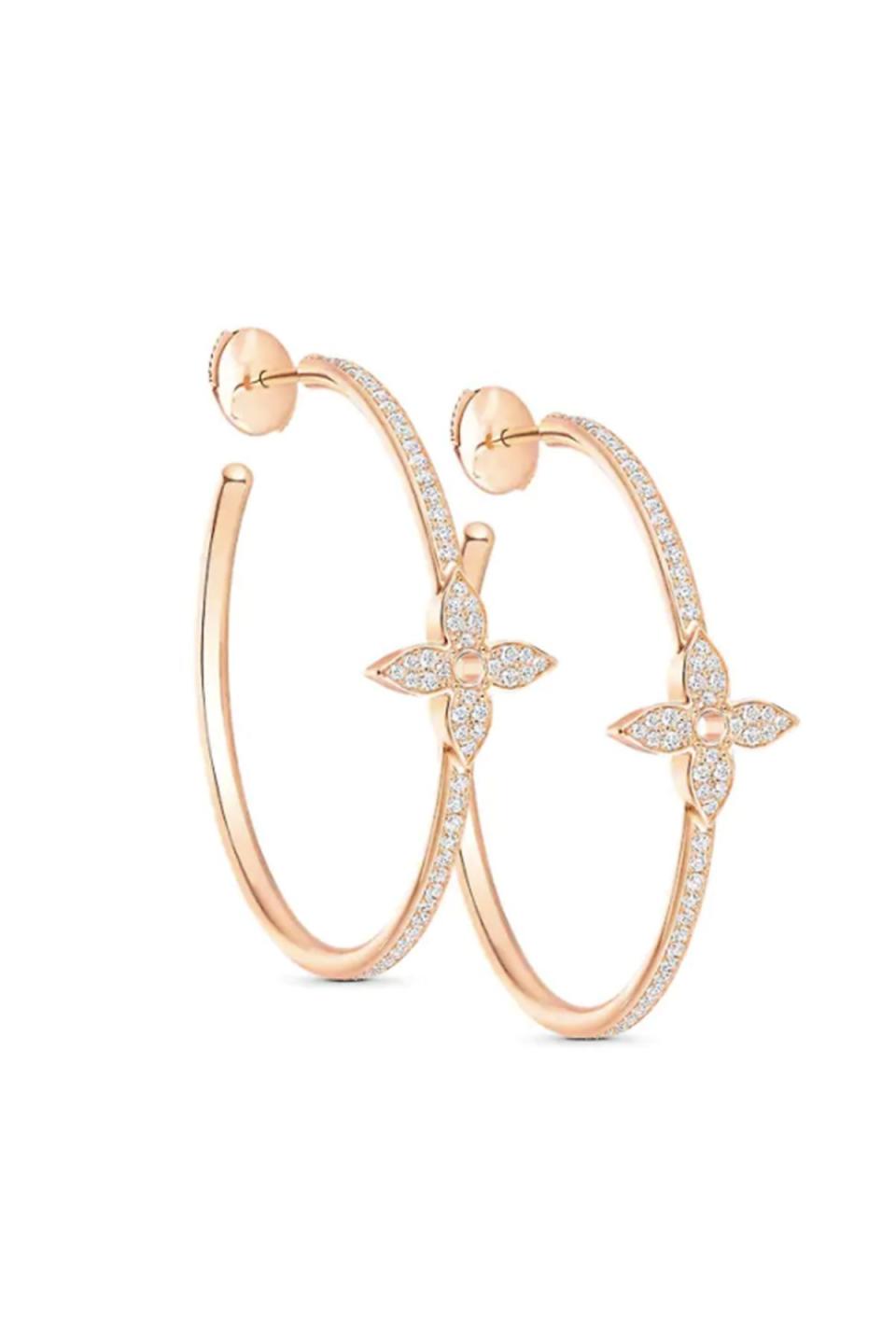 10) Idylle Blossom Hoops, Pink Gold and Diamonds