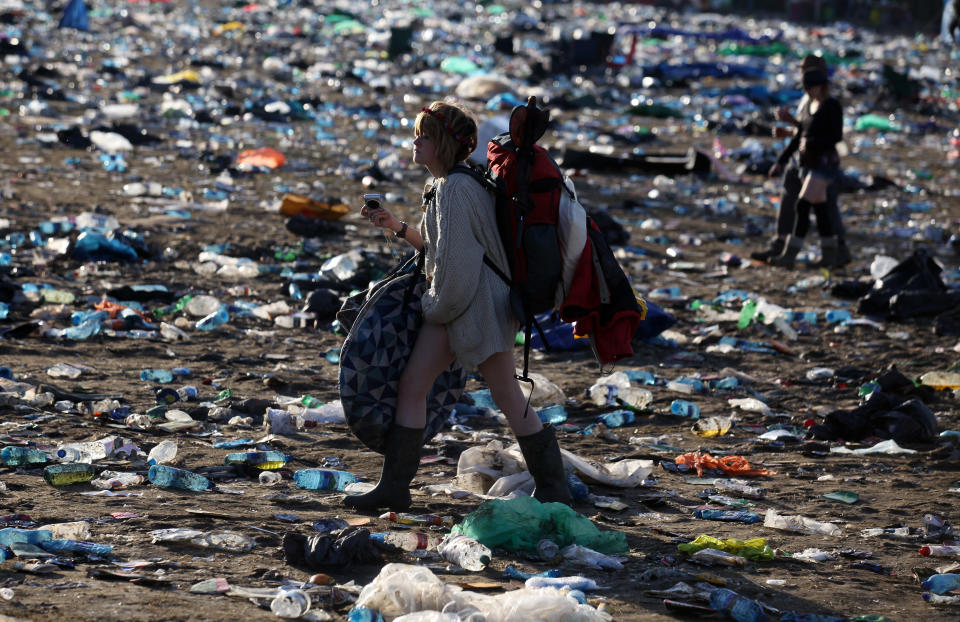 Music Fans Depart From The Glastonbury Festival