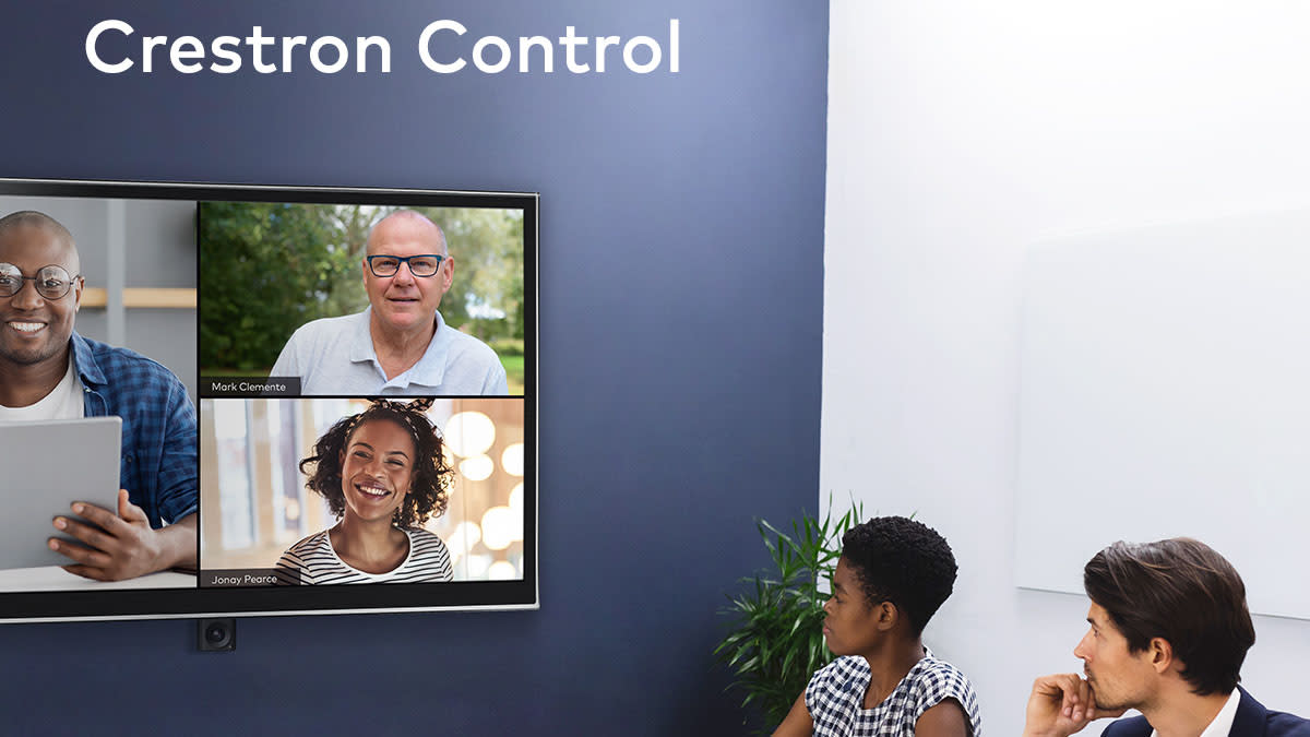  People using Crestron solutions on a videoconference call. . 