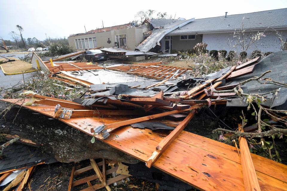 The roof was ripped off of the Selma Country Club in Selma, Ala., after a storm ripped through the city on Thursday afternoon.