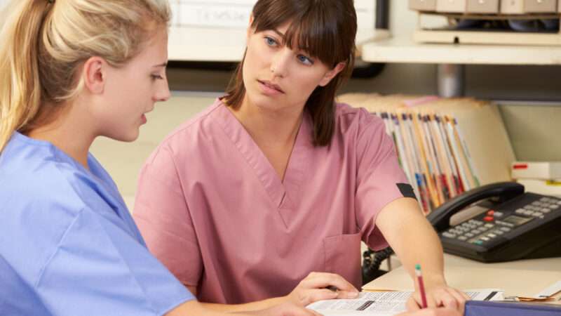 Nurses working at a hospital station