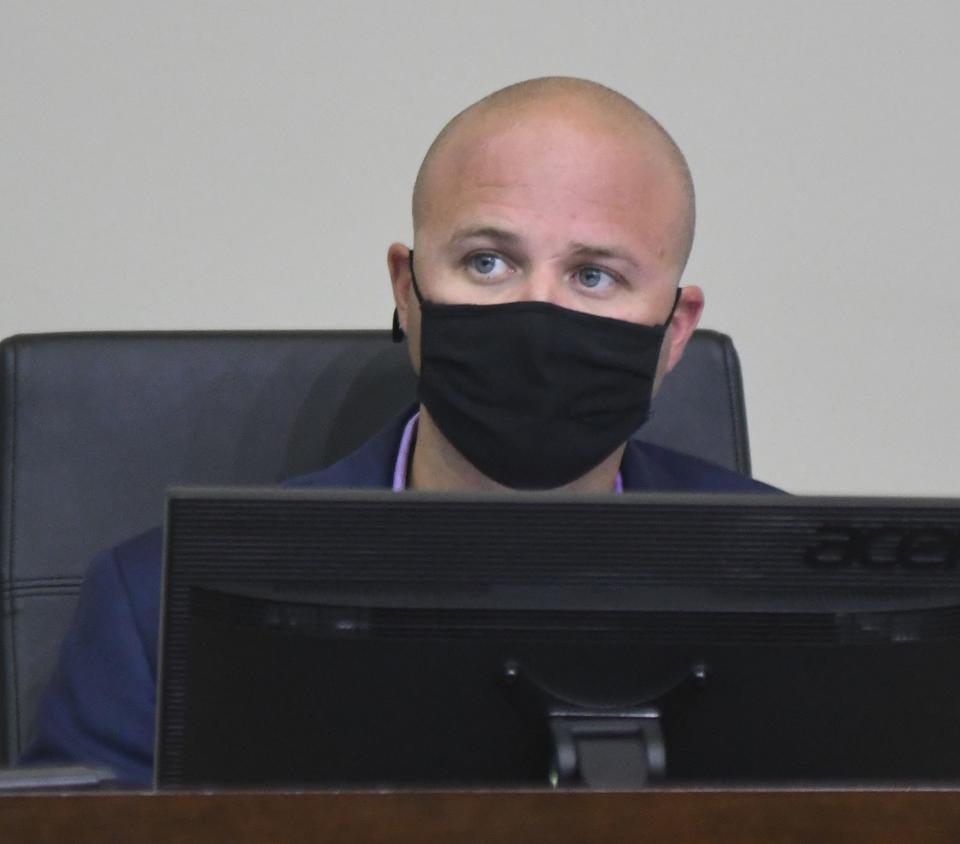 New Hanover Board of Education member Nelson Beaulieu at the New Hanover Board of Education meeting in Wilmington, N.C., Tuesday, September 21, 2021.   MATT BORN/STARNEWS