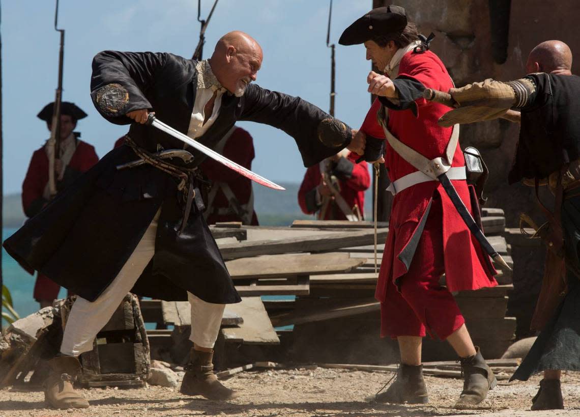 Joh Malkovich in the TV series “Crossbones” used Steve Auvenshine’s weaponry.