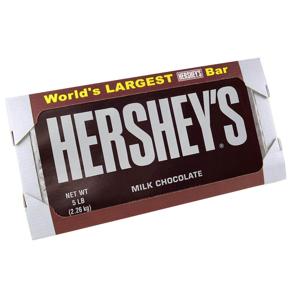 Get the <a href="http://www.hersheysstore.com/product/worlds-largest-hersheys-milk-chocolate-bar">world's largest milk chocolate bar</a>.