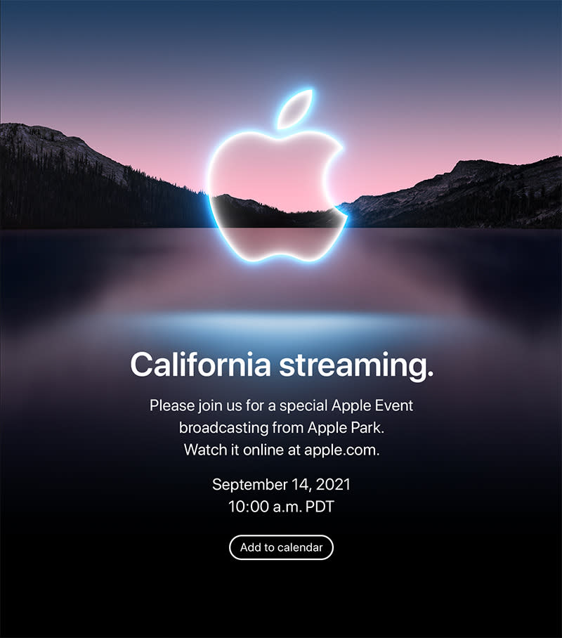 Invitation to Apple’s fall 2021 event. - Credit: Apple