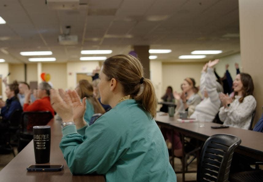 Nurses at Poudre Valley Hospital react to the news the hospital has been designated as a Magnet hospital for the sixth time. PVH is one of 13 hospitals worldwide to receive the designation six times.