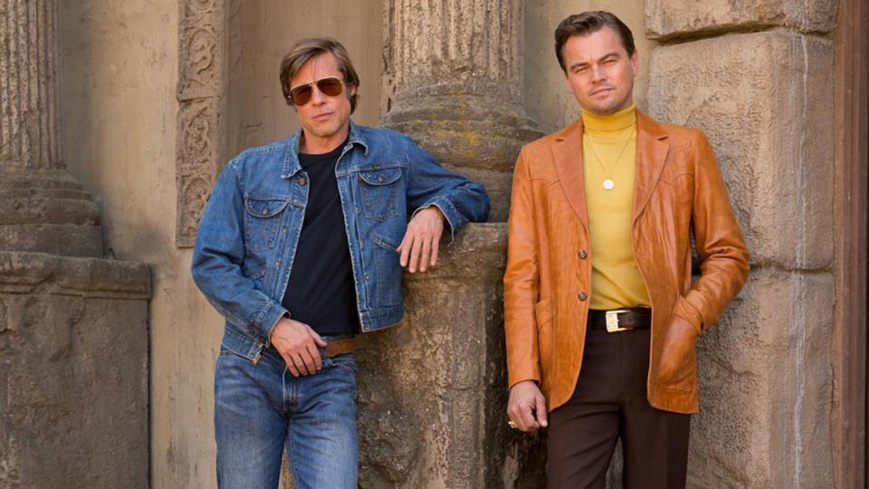 Brad Pitt Leonardo DiCaprio filming Once Upon a Time in Hollywood