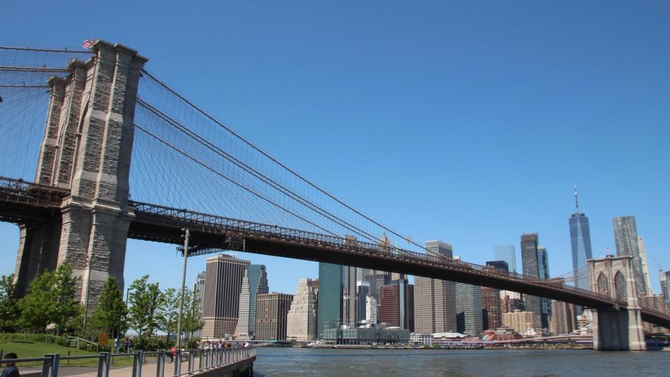 <div>PRODUCTION - 17 May 2023, USA, New York: New Yorks Brooklyn Bridge. The Brooklyn Bridge is one of New Yorks most famous landmarks and attracts millions of tourists every year. Now the bridge is 140 years old - thanks in part to German engineering. (to dpa "German-American building: New Yorks Brooklyn Bridge turns 140") Photo: Christina Horsten/dpa (Photo by Christina Horsten/picture alliance via Getty Images)</div>