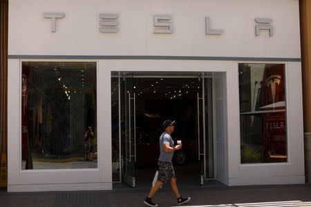 A Tesla store is shown at a shopping mall in San Diego, California, U.S., April 28, 2017. REUTERS/Mike Blake