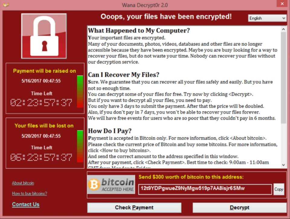 The WannaCry 2.0 malware.