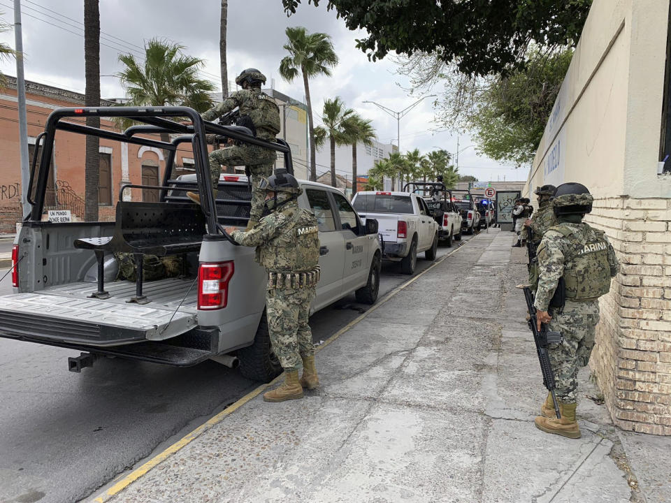 Mexican army soldiers prepare a search mission for four U.S. citizens kidnapped by gunmen at Matamoros, Mexico, Monday, March 6, 2023. Mexican President Andres Manuel Lopez Obrador said the four Americans were going to buy medicine and were caught in the crossfire between two armed groups after they had entered Matamoros, across from Brownsville, Texas, on Friday. (AP Photo)