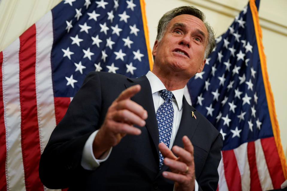 Sen. Mitt Romney, R-Utah, on Capitol Hill in May. (Photo: Aaron P. Bernstein/Reuters)