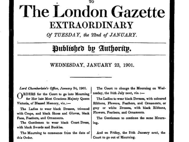 The London Gazette after Victoria's death