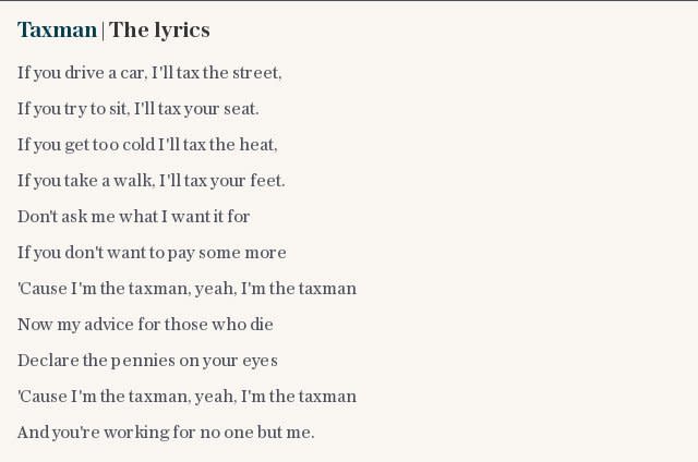 Taxman | The lyrics