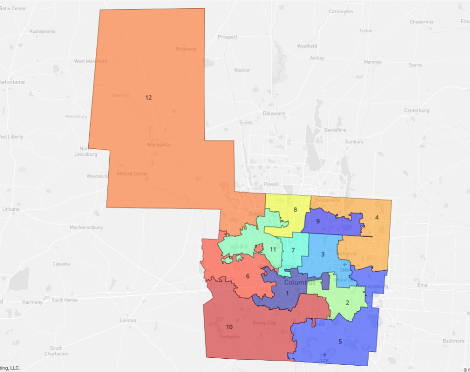 Ohio Democrats' proposal for state House districts in Franklin County