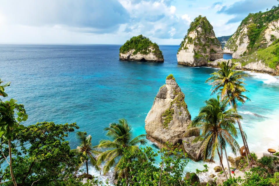 Diamond Beach in Bali is pictured.