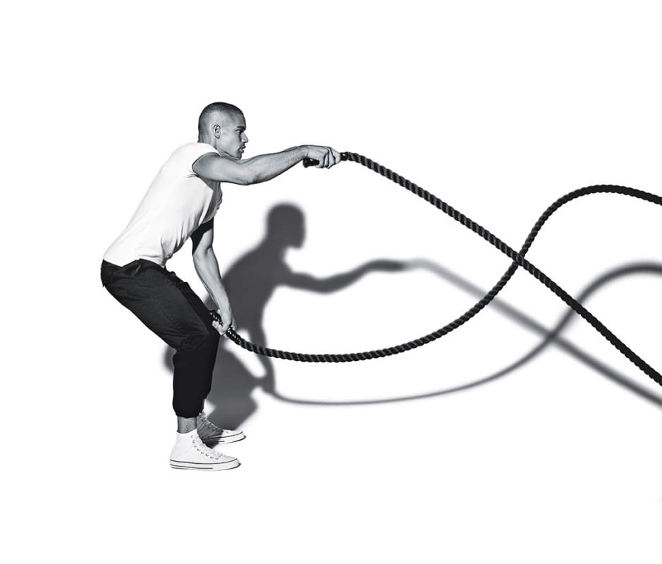 <p>Marius Bugge</p>How to Do It<ol><li>Start with knees slightly bent with the ropes in either hand, to start.</li><li>Get a continuous rope wave going, hands traveling between shoulder and hip heights.</li><li>Keep your chest tall and maintain full foot contact with the ground.</li><li>Perform 4 x 30-sec. rounds.</li></ol>
