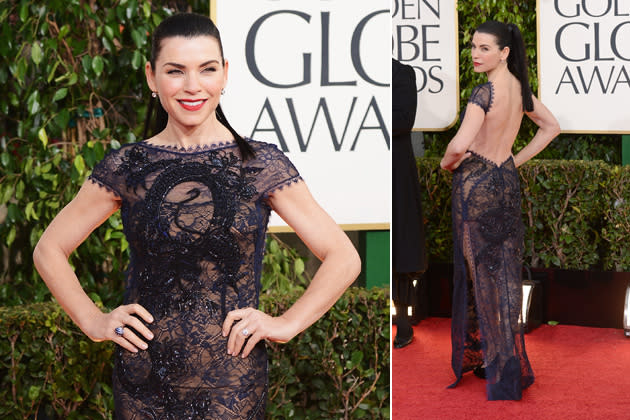 Vorne Spitze, hinten nackt: Auch Julianna Margulies sah in ihrer glamourösen Abendrobe bezaubern aus. „Good Wife“? Nööö, „Hot Wife“! Dachte…