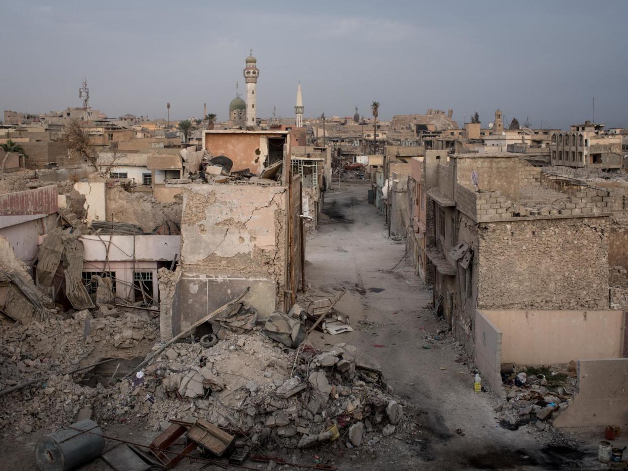 The woman was among a group captured following the end of the battle of Mosul: Getty