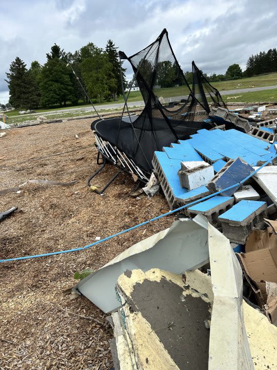 The damage to Backyard Fun Zone after the Aug. 24, 2023 storm. (Courtesy Tracie Lampe)