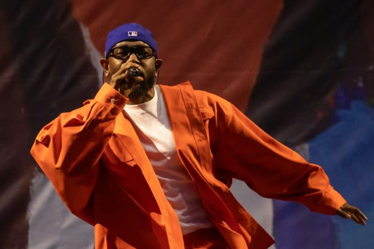 US rapper Kendrick Lamar, seen performing in June 2023, has gone far beyond the usual jibes in his feud with Drake (Yuki IWAMURA)