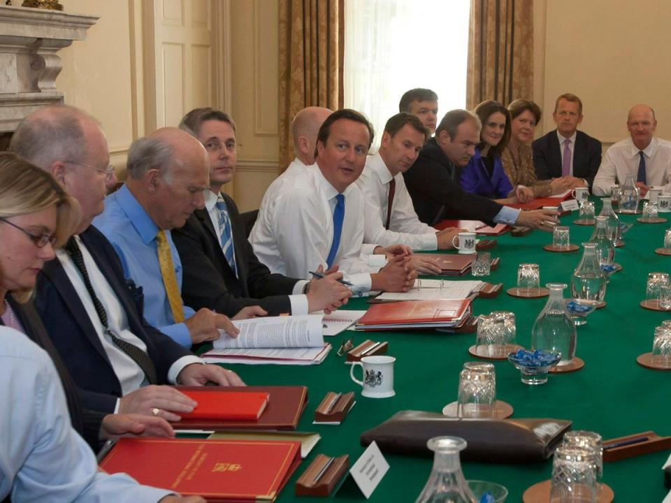 Mr Hunt in former leader David Cameron’s cabinet in 2012 (Getty)