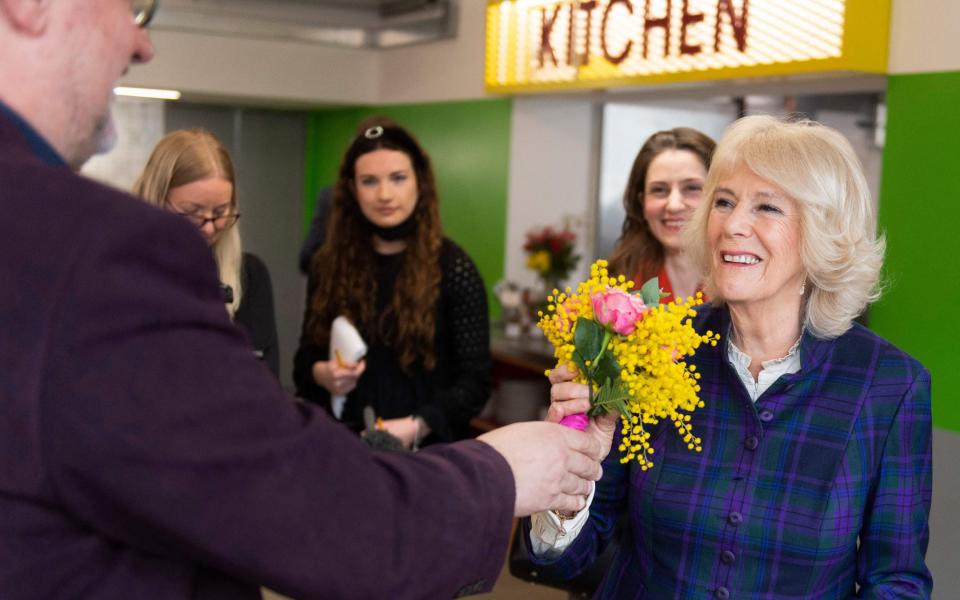 The Duchess of Cornwall attends the opening of the charity and community Kitchen Nourish Hun on Thursday - Geoff Pugh/AFP via Getty Images