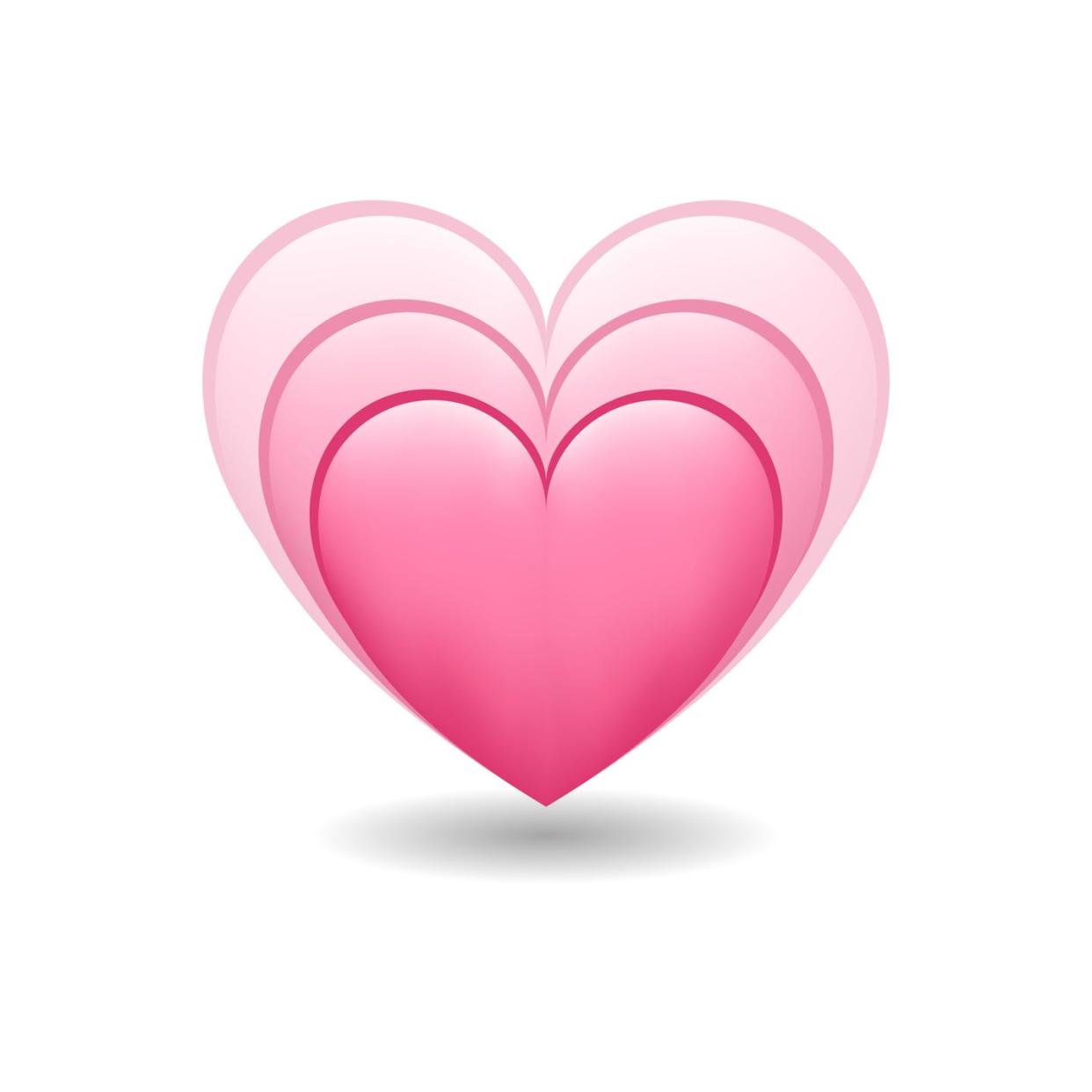 pink growing heart emoji with smaller darker pink heart, ith middle size lighter pink heart growing out of the top, with largest lightest pink heart growing out of that heart