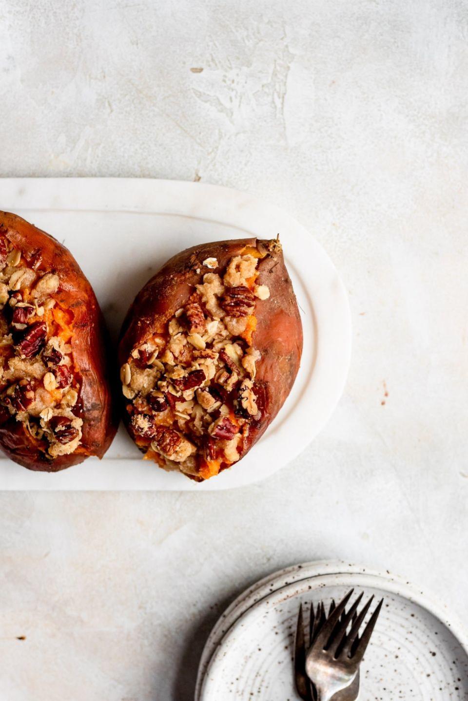 Twice-Baked Sweet Potatoes with Streusel