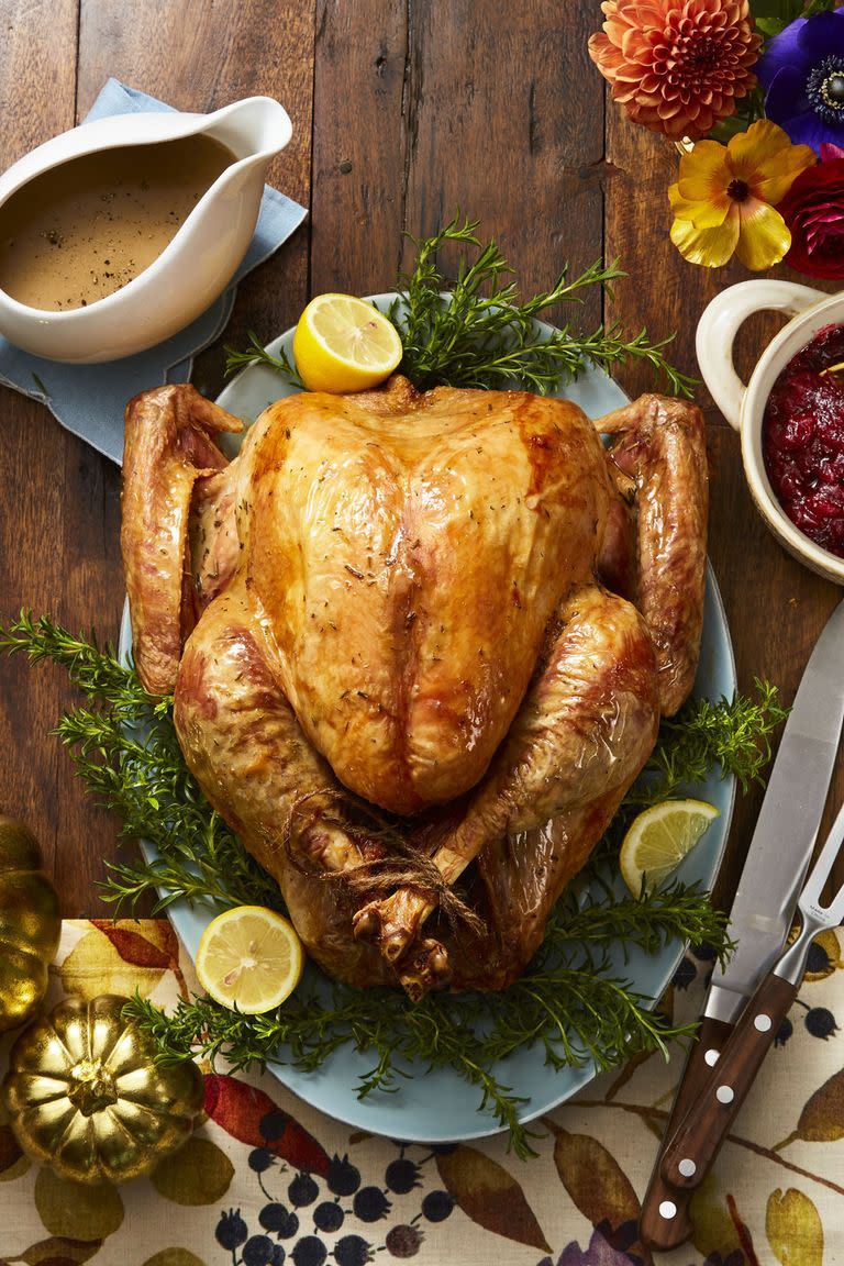 <p>Turkey is a great alternative to the traditional Christmas ham. This dry-brined turkey is packed with flavor and will get you that satisfyingly crispy skin.</p><p><em><a href="https://www.womansday.com/food-recipes/a24182714/dry-brined-lemon-rosemary-roasted-turkey-recipe/" rel="nofollow noopener" target="_blank" data-ylk="slk:Get the Dry-Brined Lemon-Rosemary Roasted Turkey recipe.;elm:context_link;itc:0;sec:content-canvas" class="link "><strong>Get the Dry-Brined Lemon-Rosemary Roasted Turkey recipe.</strong></a></em></p>