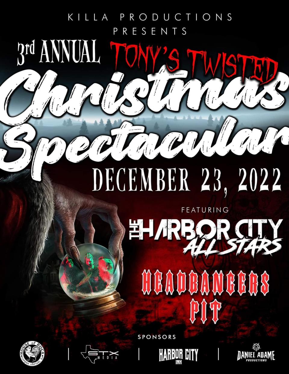 A flyer for the third annual Tony's Twisted Christmas Spectacular.