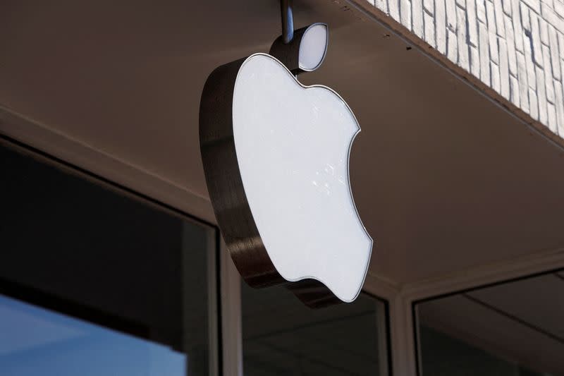 FILE PHOTO: Logo of an Apple store is seen in Washington