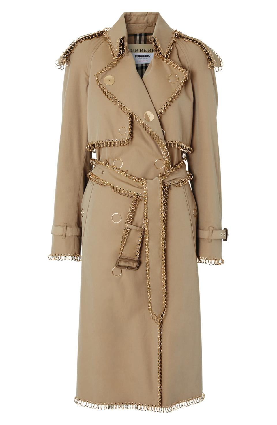 Pierced Double-Breasted Cotton Trench Coat
