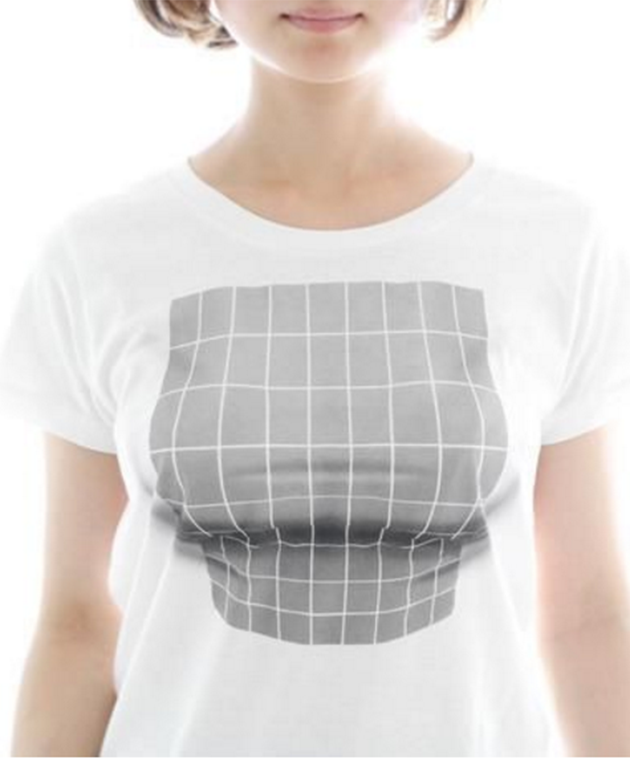 The grey square pattern manipulates the brain into thinking the breast area is bigger than it really is Photo: ekoD Works