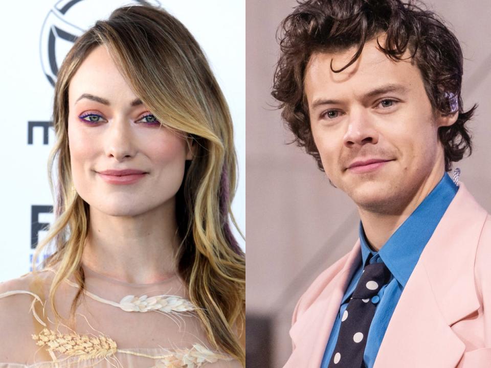 Olivia Wilde at the 35th Film Independent Spirit Awards in February 2020. Harry Styles performing on NBC's "Today" on February 2020.