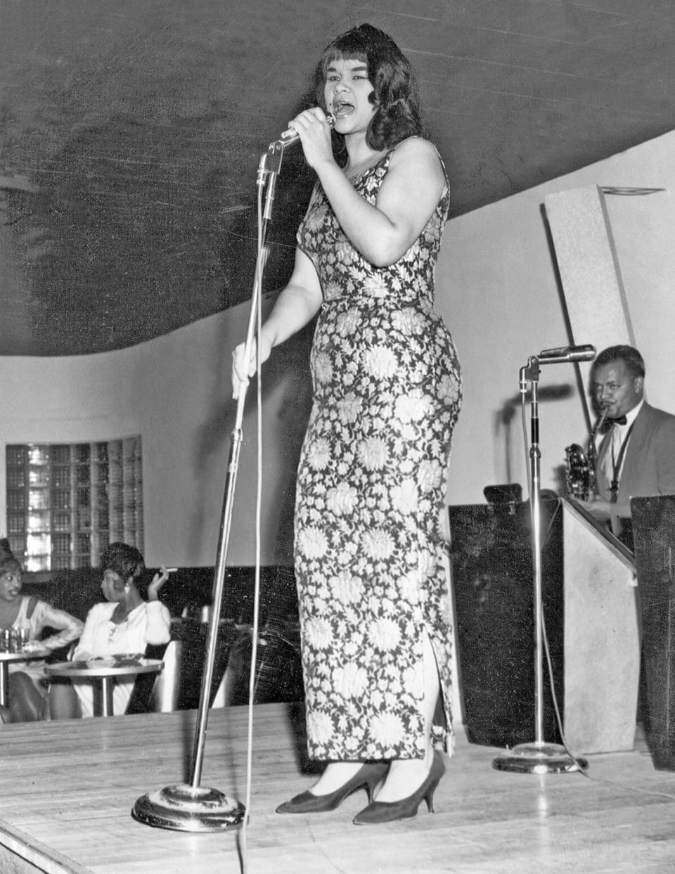 PHOTO: Etta James performs onstage, 1955, in Los Angeles. (Michael Ochs Archives/Getty Images)