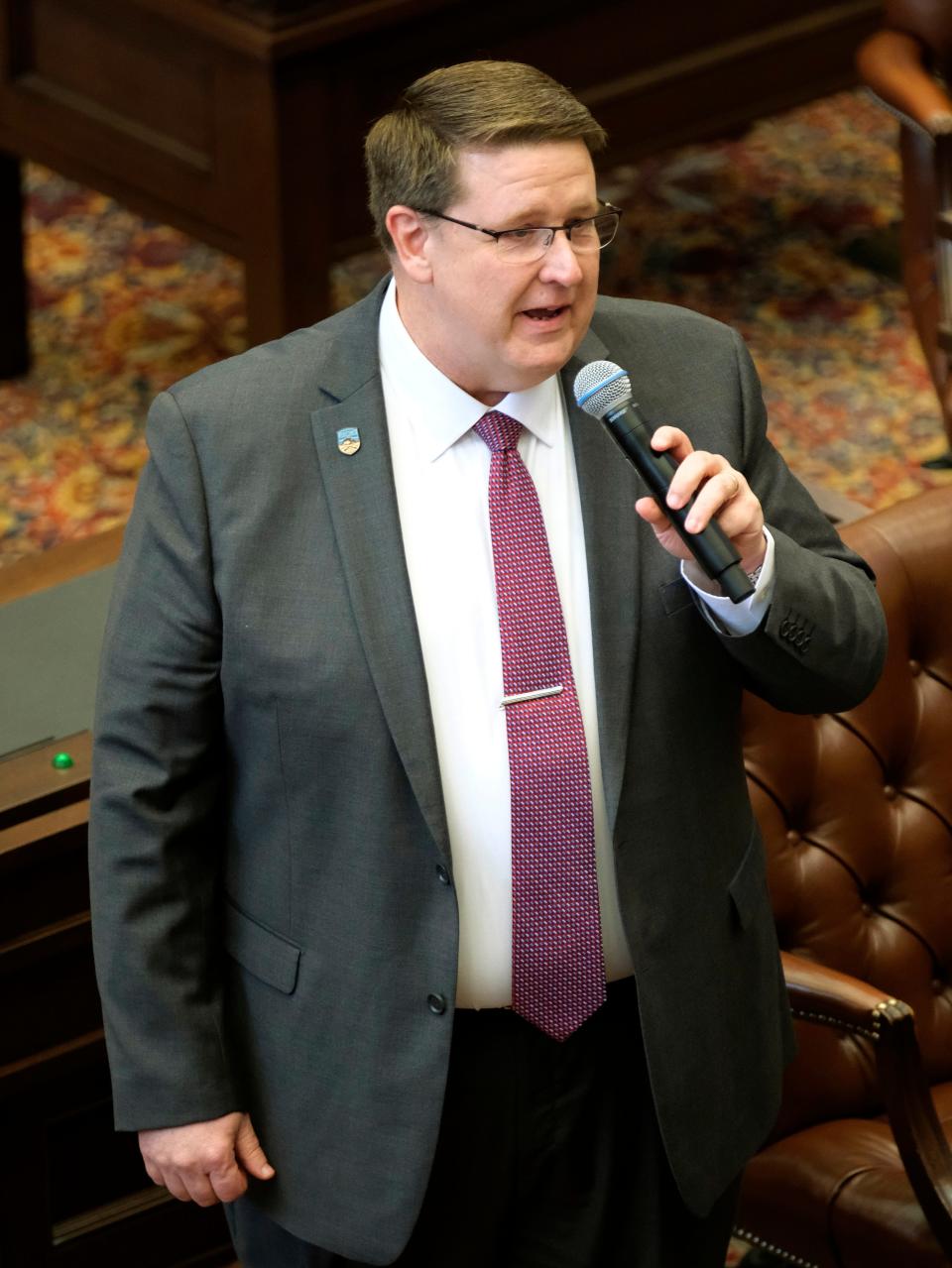 Sen. Greg McCourtney speaks during a session Monday at the Oklahoma Capitol.