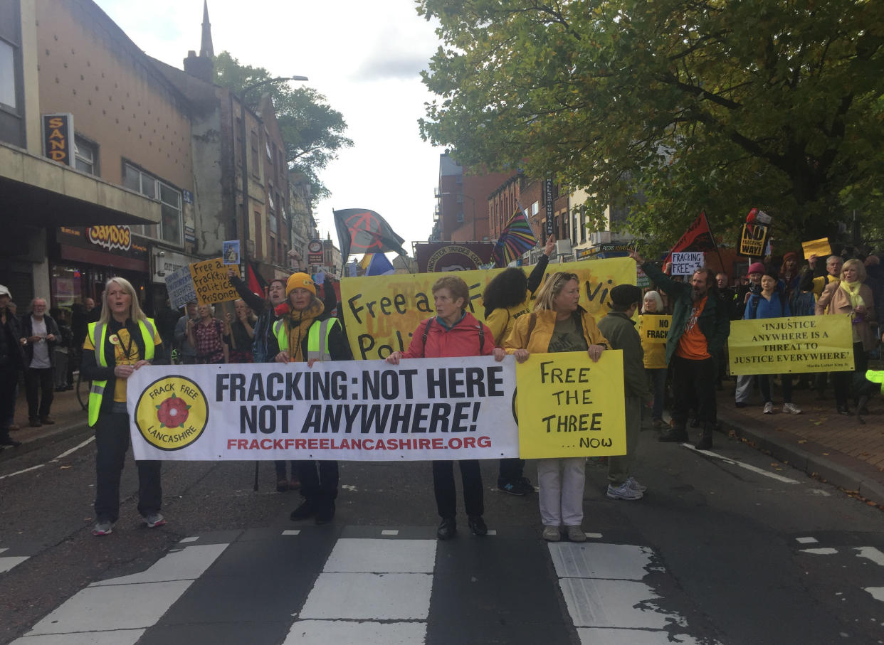 Protestors have hailed the 'death of fracking' in the UK (Picture: PA)