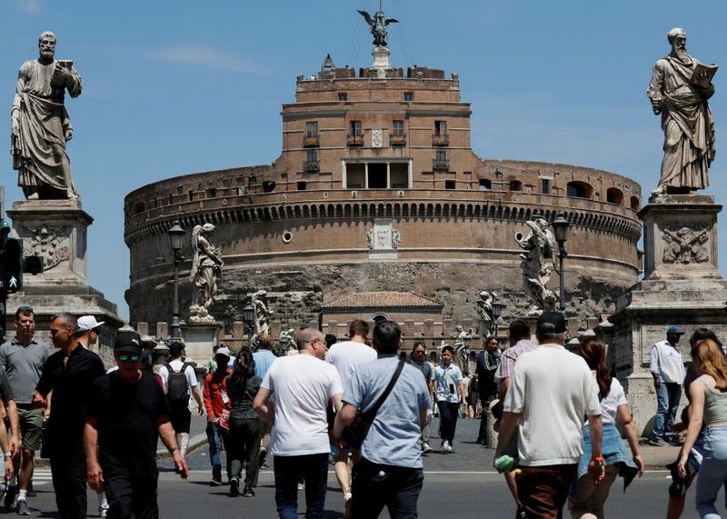 FILE PHOTO: Tourists visit Castel Sant'Angelo in Rome