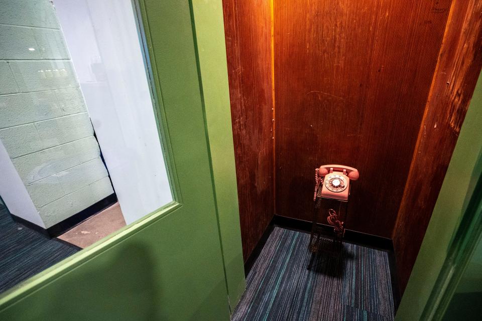 A decorative telephone booth near the concessions at Val Air Ballroom could become a cheeky art exhibit.