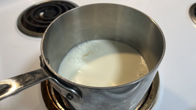 milk in a pot on the stove