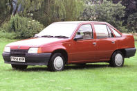 <p>In CD trim (not pictured), the Astra Belmont was Vauxhall’s answer to the Ford Orion Ghia 1.6. ‘The new Astra Belmont CD. Rather <strong>more gear than the Ghia</strong>,’ was the headline, as Vauxhall promoted the luxury appointments of the three-box Astra. It even referenced Jaguar and Daimler in its ad. Bold stuff.</p>